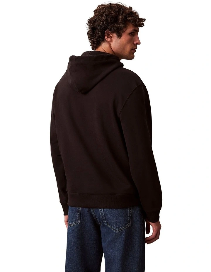 Cotton Terry Monogram Hoodie in Black image 2