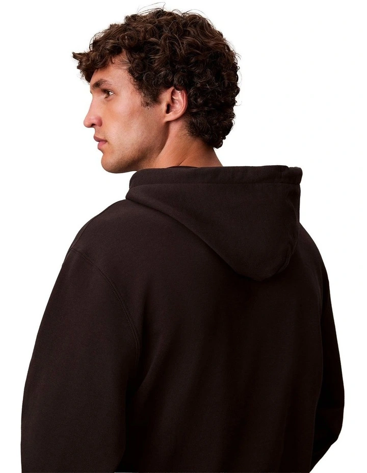 Cotton Terry Monogram Hoodie in Black image 5