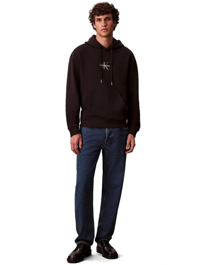 Cotton Terry Monogram Hoodie in Black image 6