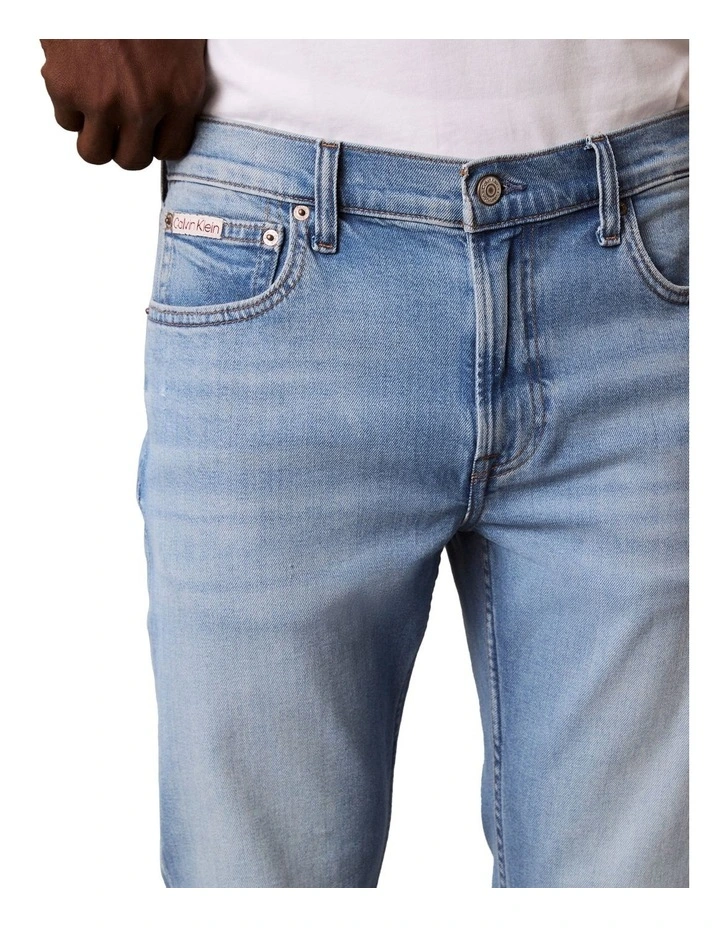Slim Fit Taper Arrow Jeans in Stone image 3