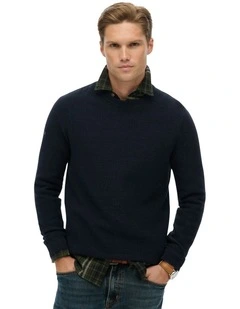 Cotton Texture Jumper in Eclipse Navy Twist