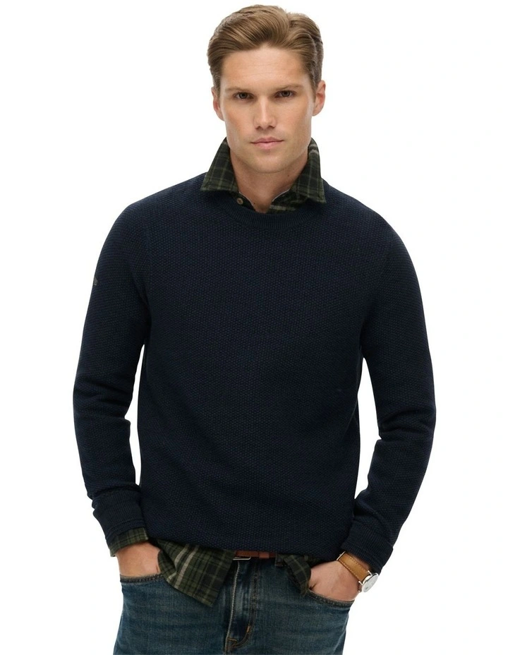 Cotton Texture Jumper in Eclipse Navy Twist image 1