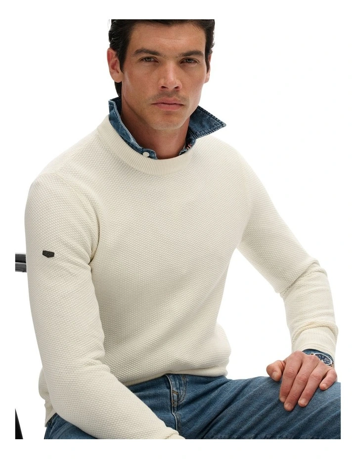Cotton Texture Jumper in Off White image 3