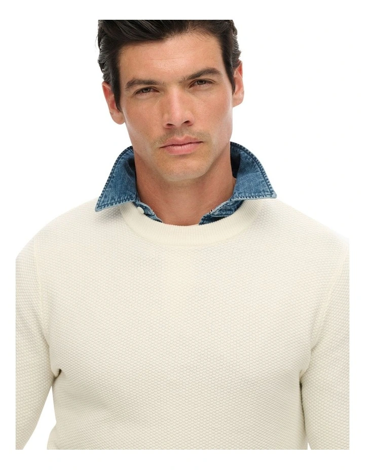 Cotton Texture Jumper in Off White image 4