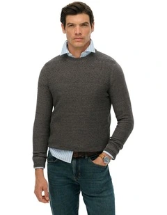 Cotton Texture Jumper in Black/Dark Grey