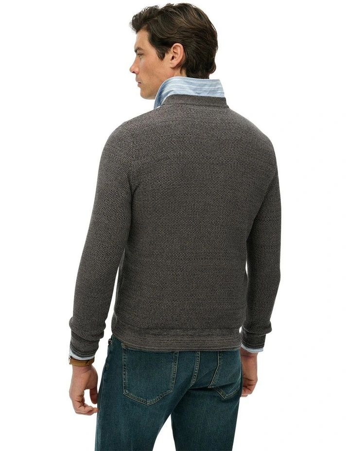 Cotton Texture Jumper in Black/Dark Grey image 2