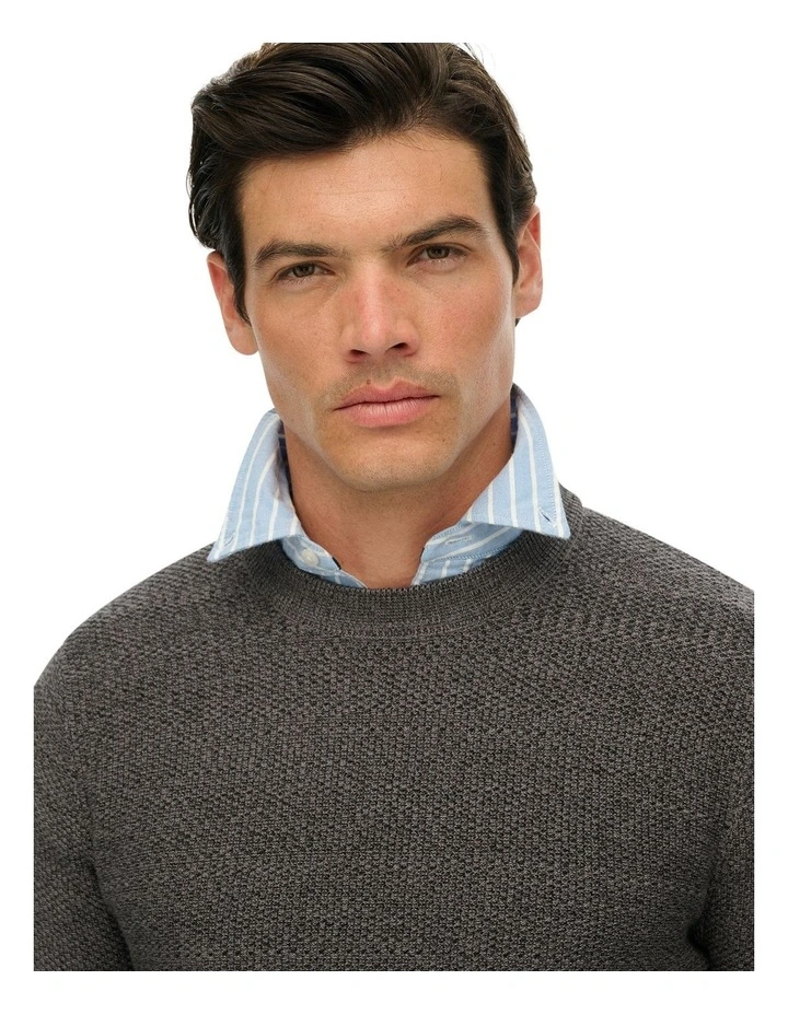Cotton Texture Jumper in Black/Dark Grey image 3