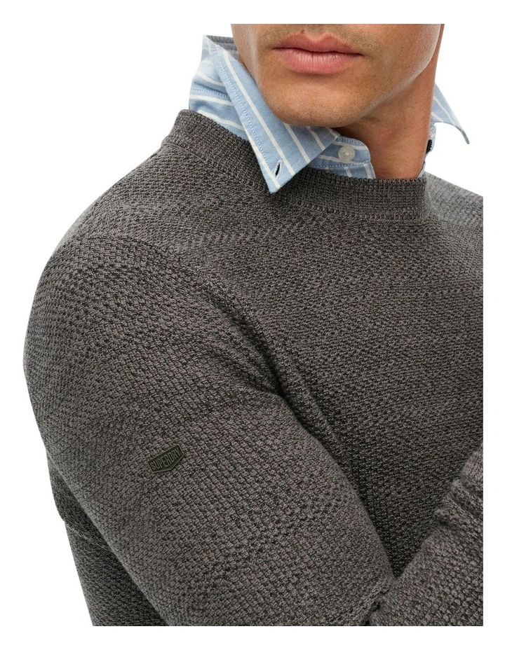 Cotton Texture Jumper in Black/Dark Grey image 4