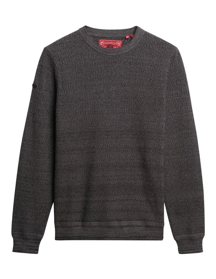 Cotton Texture Jumper in Black/Dark Grey image 6