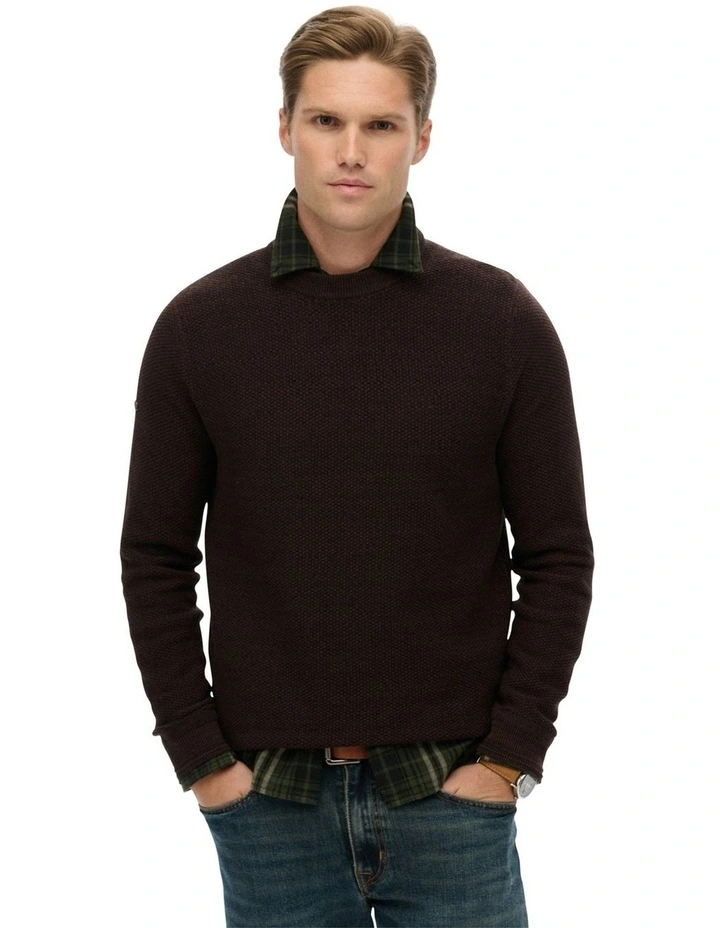Cotton Texture Jumper in Dark Brown/Black image 1