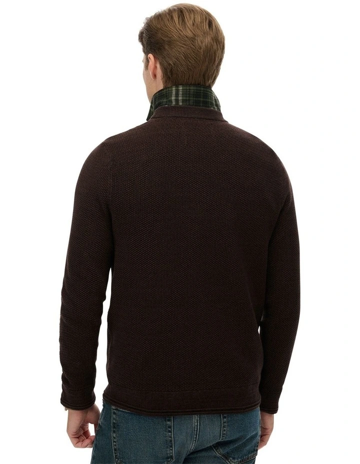 Cotton Texture Jumper in Dark Brown/Black image 2