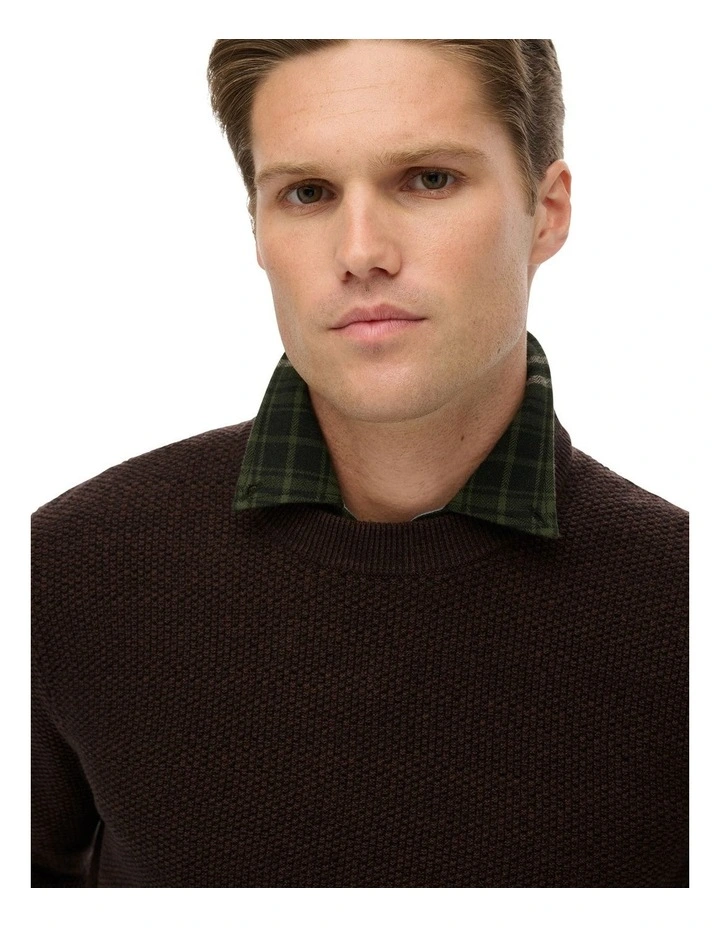 Cotton Texture Jumper in Dark Brown/Black image 3