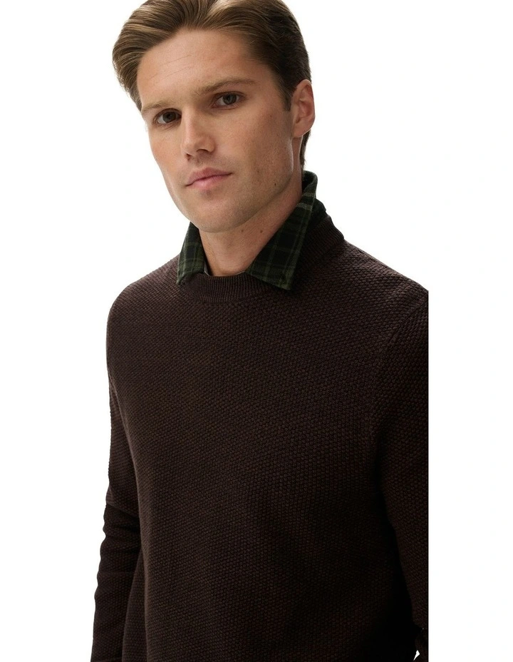 Cotton Texture Jumper in Dark Brown/Black image 4