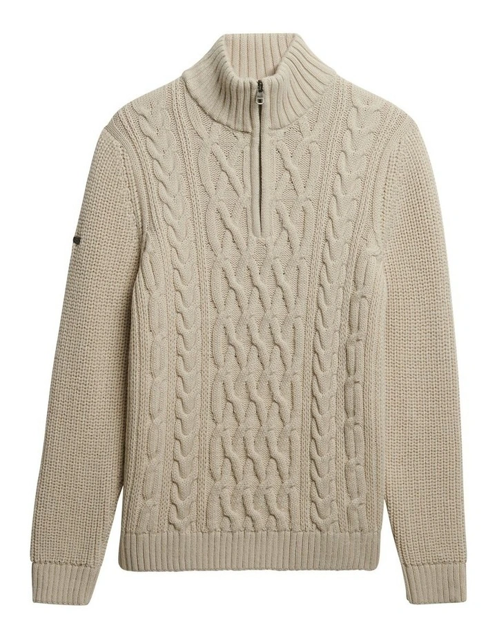 Jacob Cable Knit Half Zip in Ecru image 6