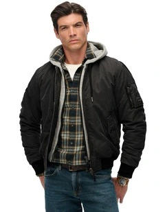 Military MA1 Bomber Jacket in Washed Black