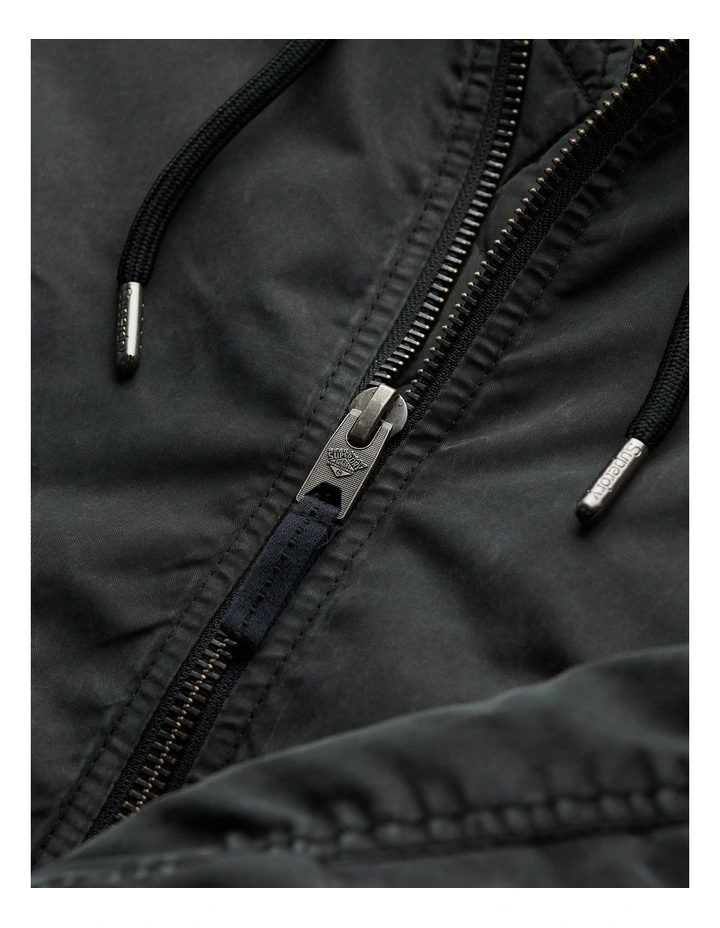Military MA1 Bomber Jacket in Washed Black image 6