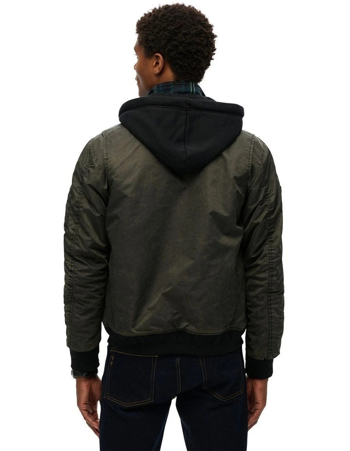 Military MA1 Bomber Jacket in Washed Dark Green image 2