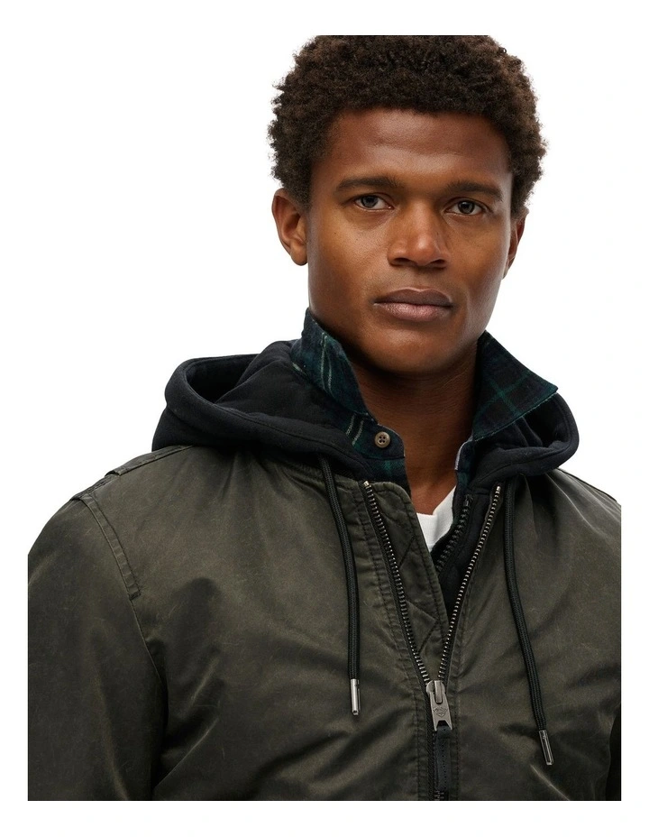 Military MA1 Bomber Jacket in Washed Dark Green image 3