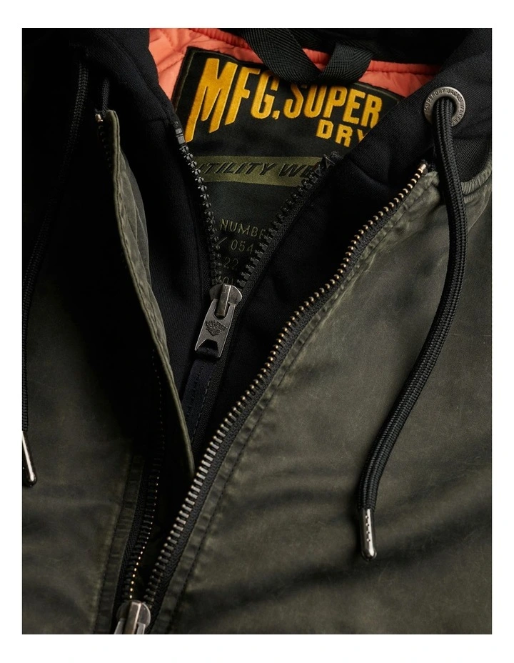 Military MA1 Bomber Jacket in Washed Dark Green image 6