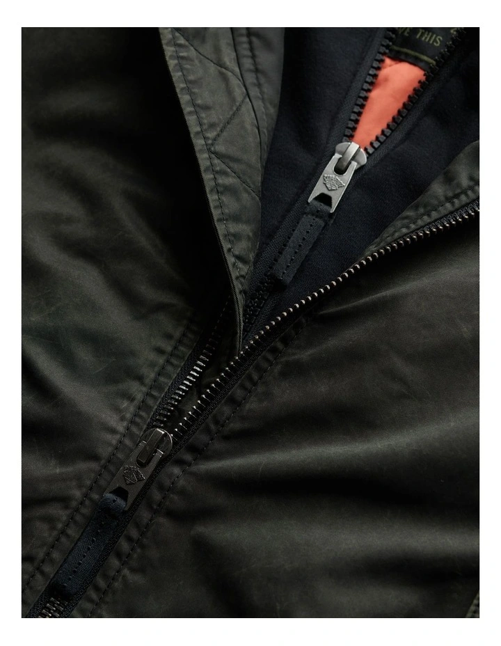 Military MA1 Bomber Jacket in Washed Dark Green image 7