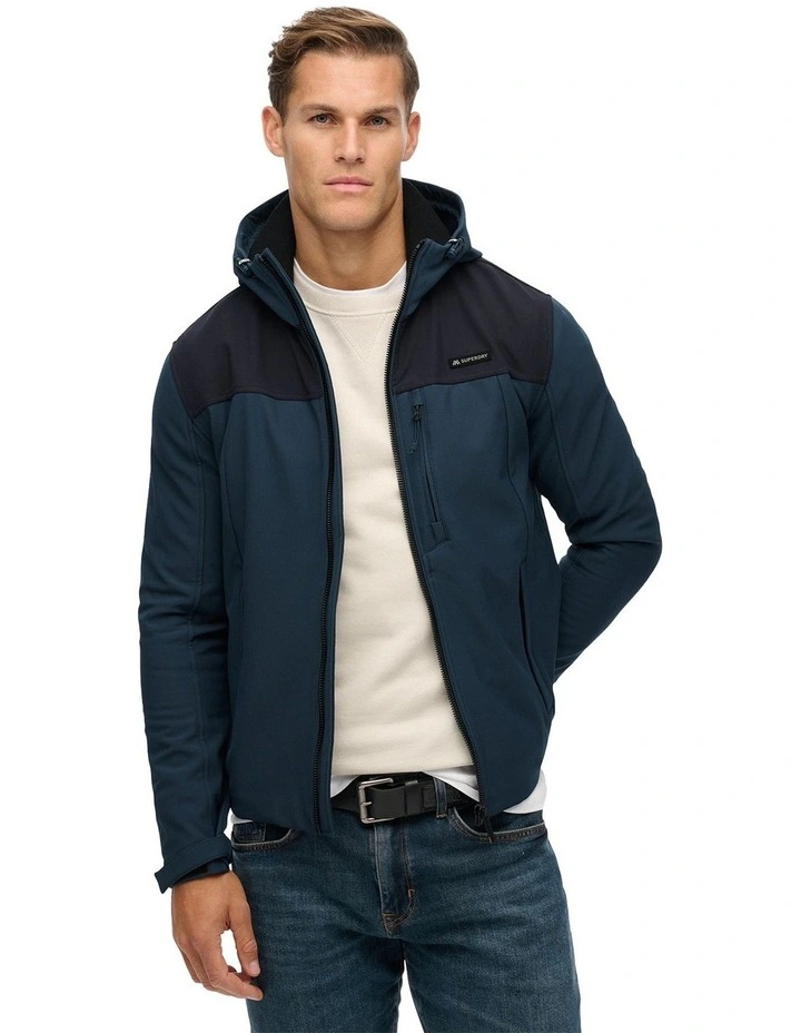 Hooded Soft Shell Tech Tracker in Flex Navy image 1
