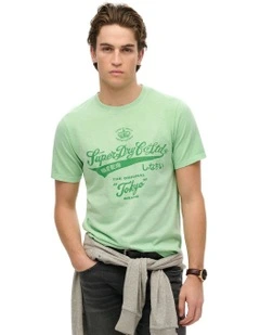 Workwear Washed Relaxed Tee in Green Ash Marl