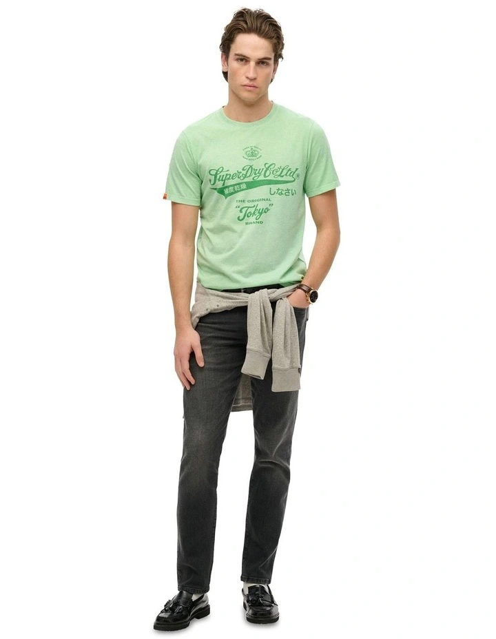 Workwear Washed Relaxed Tee in Green Ash Marl image 3