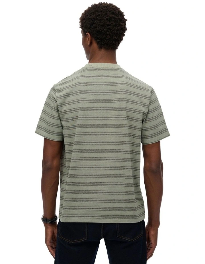 Contrast Stripe Pocket T-Shirt in Sage Green Stripe image 2