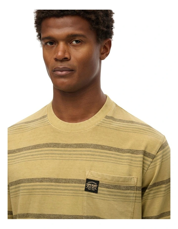 Contrast Stripe Pocket T-Shirt in Washed Cappuccino image 3