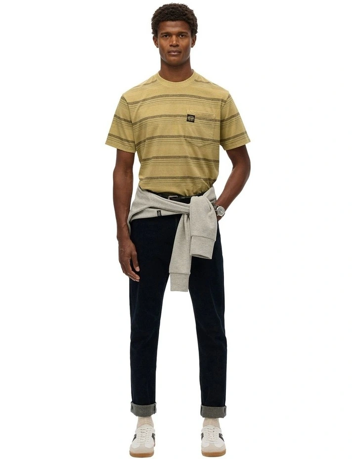 Contrast Stripe Pocket T-Shirt in Washed Cappuccino image 4