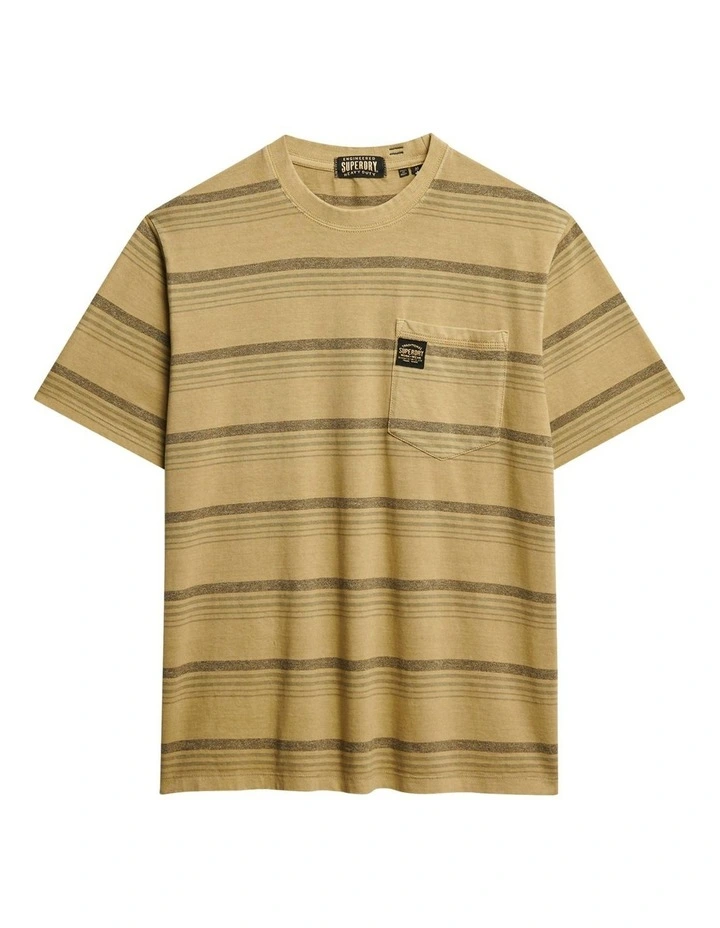 Contrast Stripe Pocket T-Shirt in Washed Cappuccino image 5