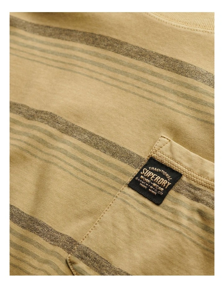 Contrast Stripe Pocket T-Shirt in Washed Cappuccino image 6