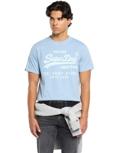 Vintage Logo Relaxed Tee in China Blue