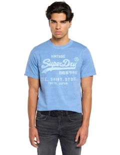 Vintage Logo Relaxed Tee in Blue Antique