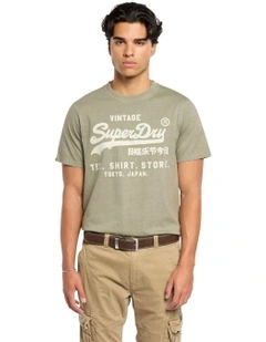 Vintage Logo Relaxed Tee in Light Khaki Green