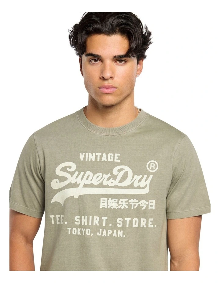 Vintage Logo Relaxed Tee in Light Khaki Green image 3