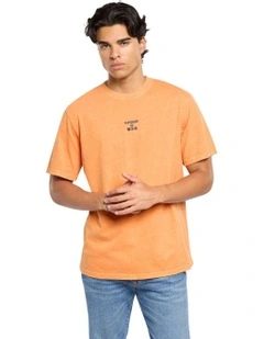 Core Logo Garment Dye Loose Tee in Denim Co Rust Orange