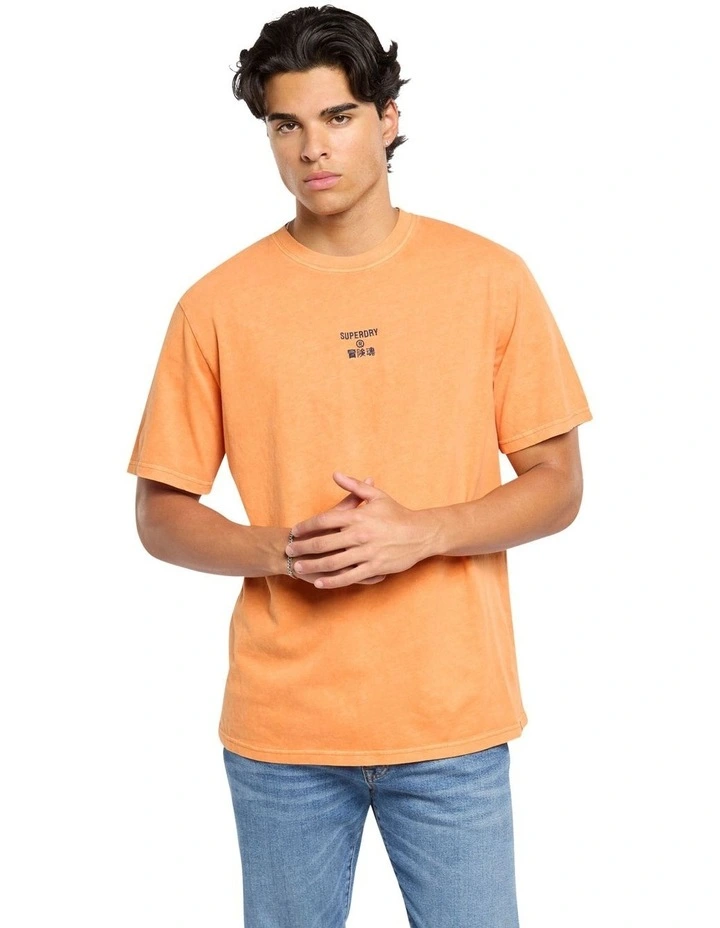 Core Logo Garment Dye Loose Tee in Denim Co Rust Orange image 1