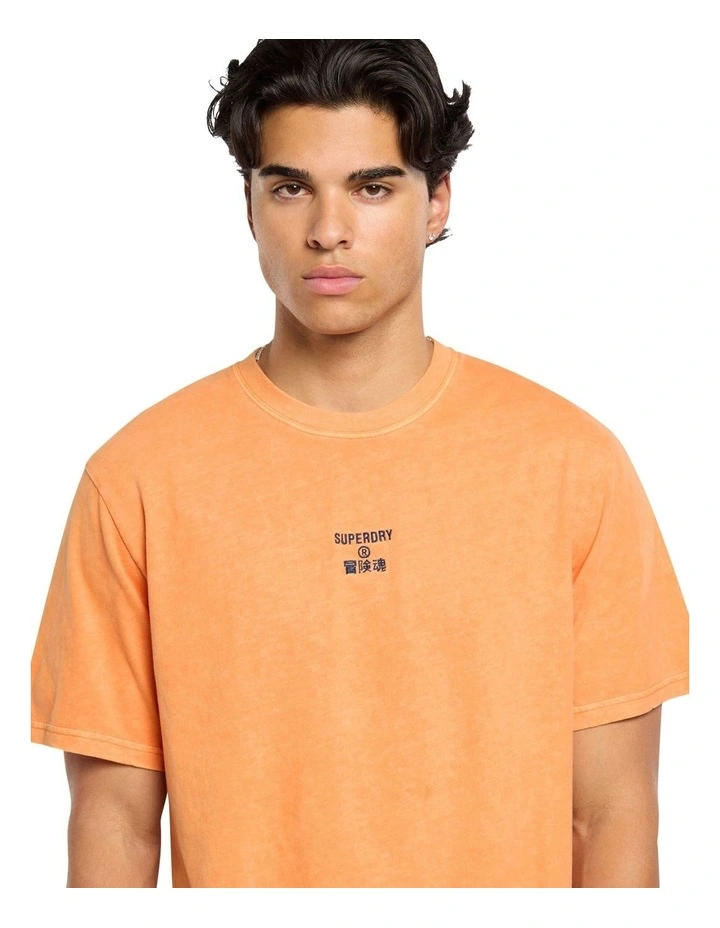Core Logo Garment Dye Loose Tee in Denim Co Rust Orange image 3