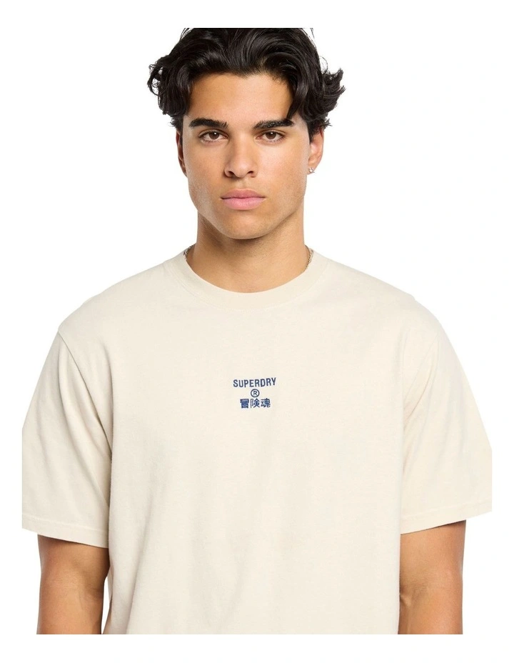 Core Logo Garment Dye Loose Tee in Washed Silver Beige image 3