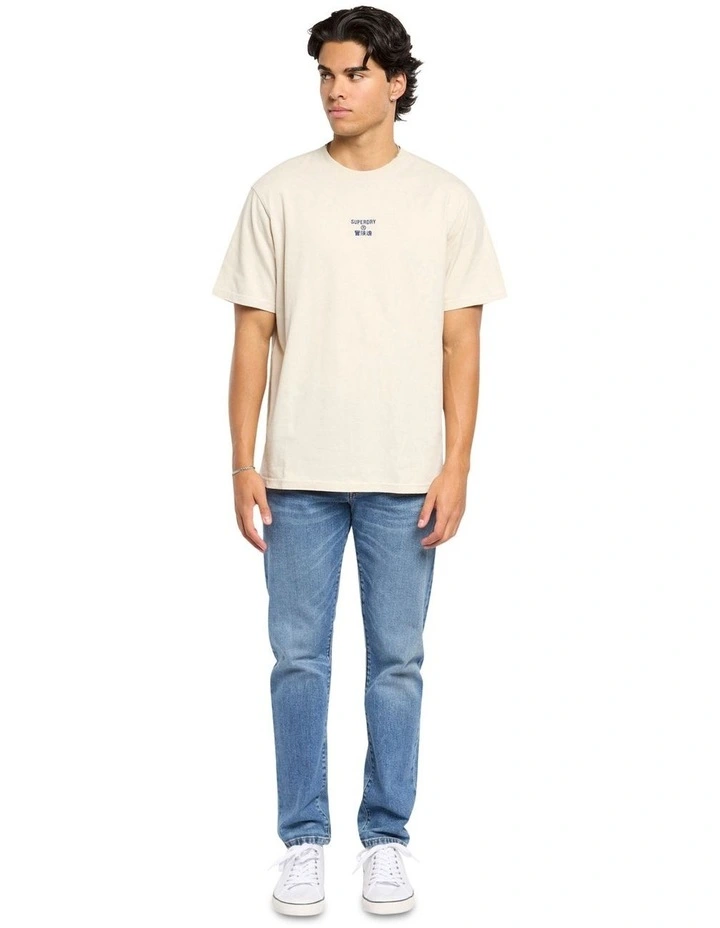 Core Logo Garment Dye Loose Tee in Washed Silver Beige image 4