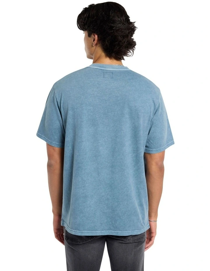 Core Logo Garment Dye Loose Tee in Heritage Washed Blue image 2