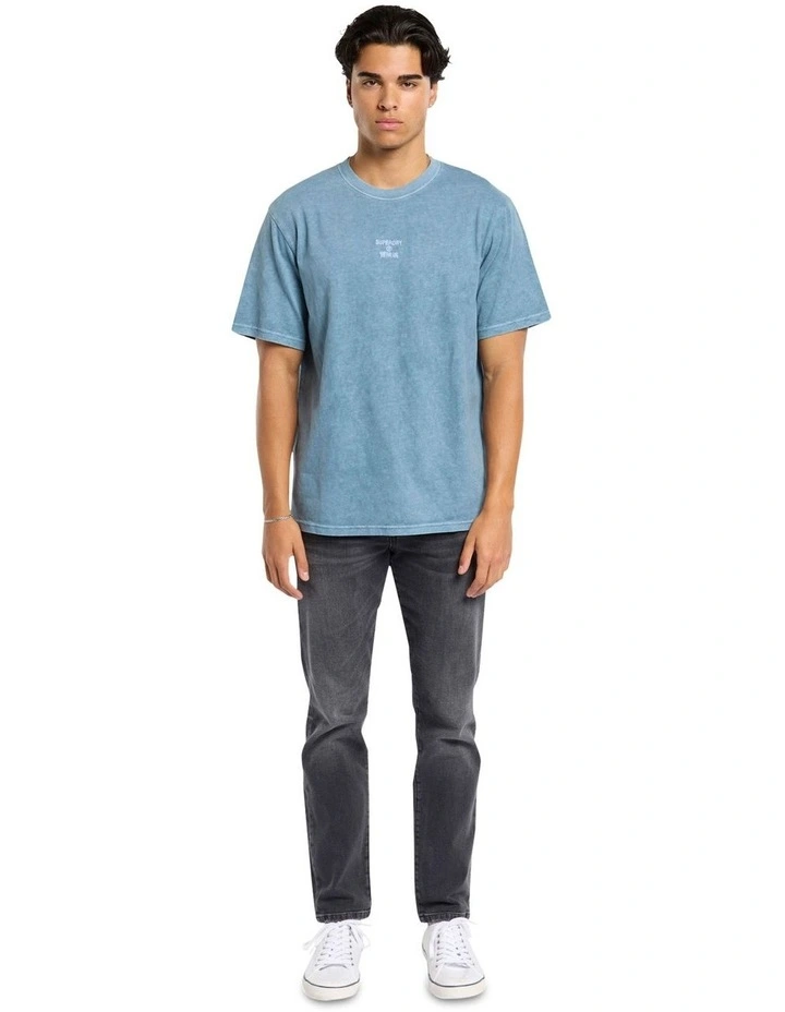 Core Logo Garment Dye Loose Tee in Heritage Washed Blue image 4