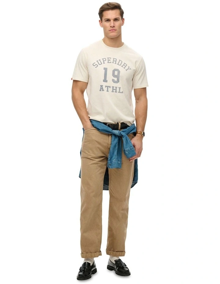 Athletic Essential Graphic Tee in Desert Bone Off White image 3