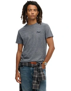 Essential Logo Emb Tee in Eclipse Navy/Grey Marl