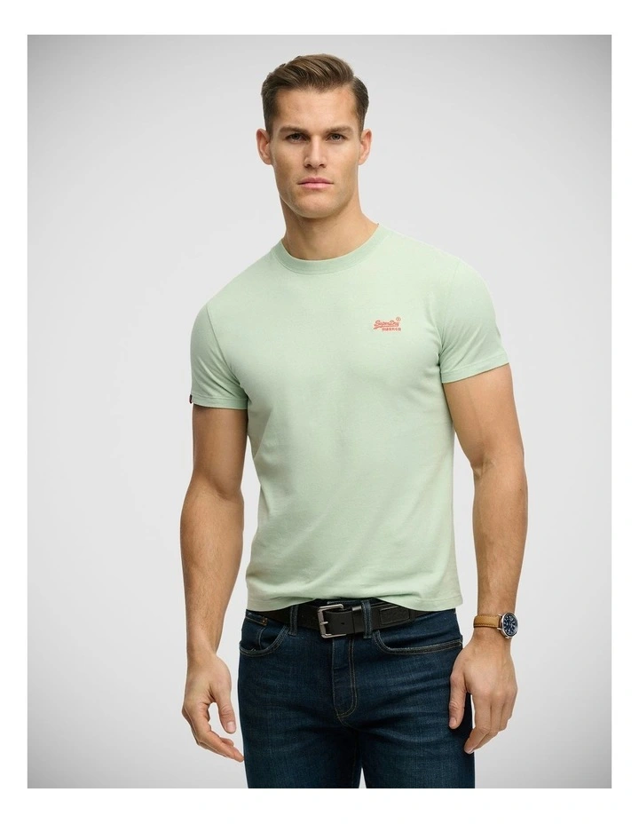Essential Logo Embroidery T/Shirt in Cameo Green / Red image 1