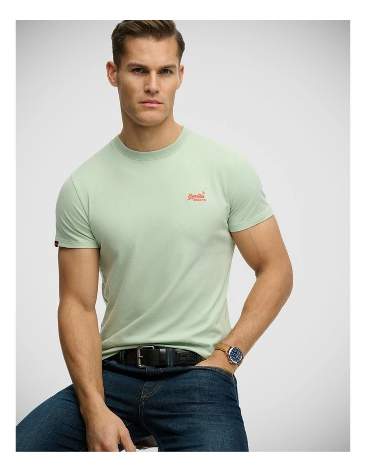 Essential Logo Embroidery T/Shirt in Cameo Green / Red image 4