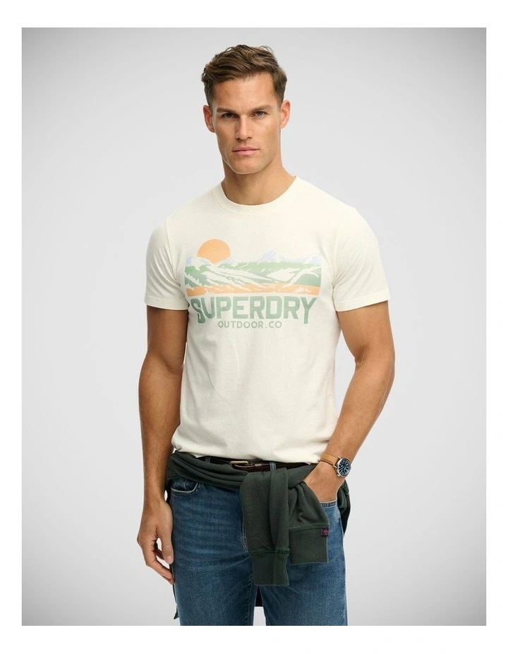 Outdoors Mountain Relaxed T/Shirt in Off White image 1