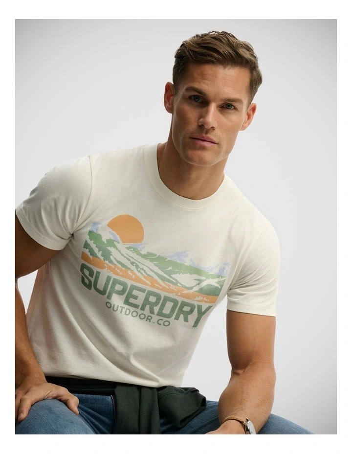 Outdoors Mountain Relaxed T/Shirt in Off White image 4