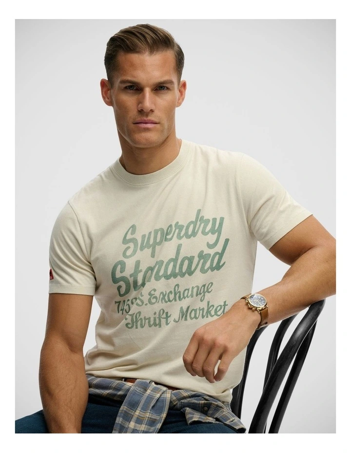 Industry Worker Relaxed T/Shirt in Oatmeal Beige image 4
